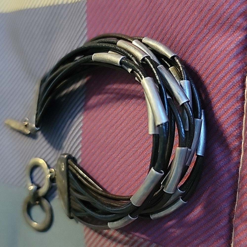 Silpada 925 Sterling Silver and Leather Speed of Light Bracelet - Picture 4 of 5